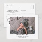 Modern Hallo daar kalligrafie geboorte aankondigin Briefkaart (Voorkant / Achterkant)