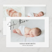 Modern Hallo daar kalligrafie geboorte aankondigin Kaart (Voorkant / Achterkant)