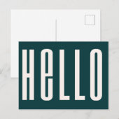 Modern Hallo | Donkergroene, simpele minimalistisc Briefkaart (Voorkant / Achterkant)