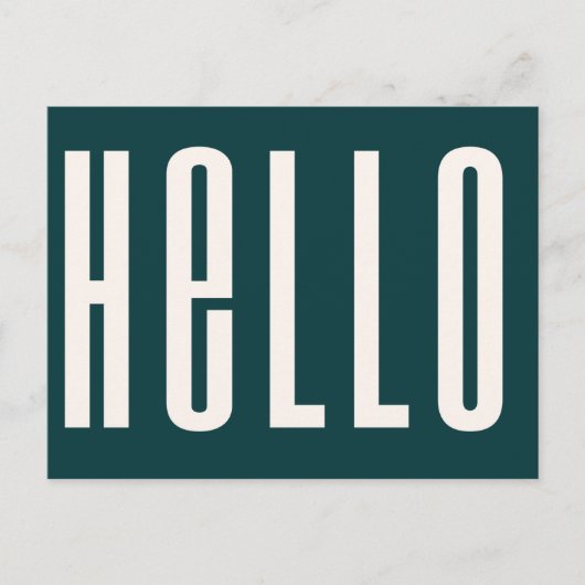 Modern Hallo | Donkergroene, simpele minimalistisc Briefkaart (Voorkant)