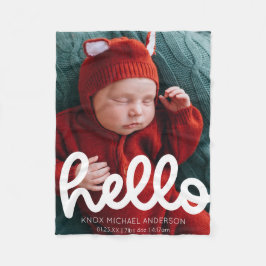 Modern Hallo geboorteaankondiging met foto Fleece Deken