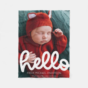Modern Hallo geboorteaankondiging met foto Fleece Deken