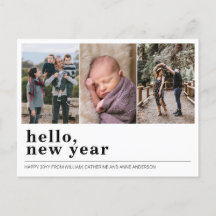 Modern Hallo gelukkig nieuwjaar Eenvoudige 3 fotoc