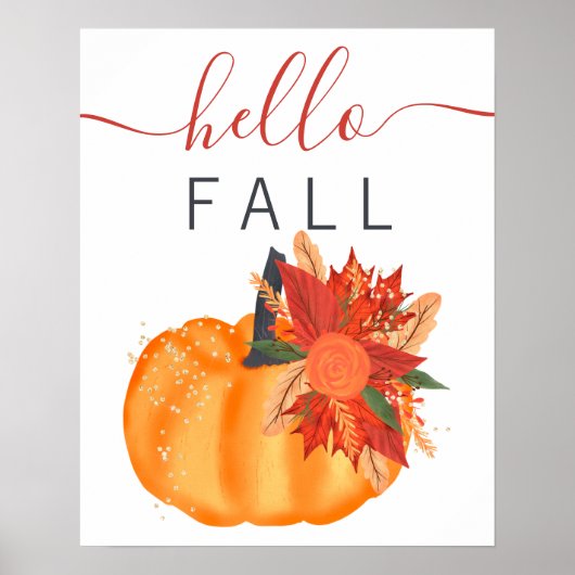 Modern hallo herfst pompoen poster (Voorkant)