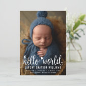 Modern Hallo Wereldfoto geboortestaat Aankondiging (Staand voorkant)