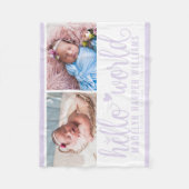 Modern Hallo World Lavender Paarse Photo Collage Fleece Deken (Voorkant)