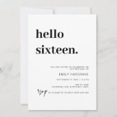 Modern Hallo zestien verjaardag Kaart (Voorkant)