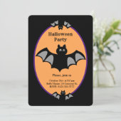 Modern Halloween bat op zwart en oranje Kaart (Staand voorkant)