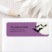 Modern Halloween Bats adreslabel - Paarse Etiket (Insitu)
