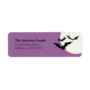 Modern Halloween Bats adreslabel - Paarse Etiket