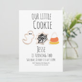 Modern Halloween Cookie Ghost Spider Birthday Invi Kaart (Staand voorkant)