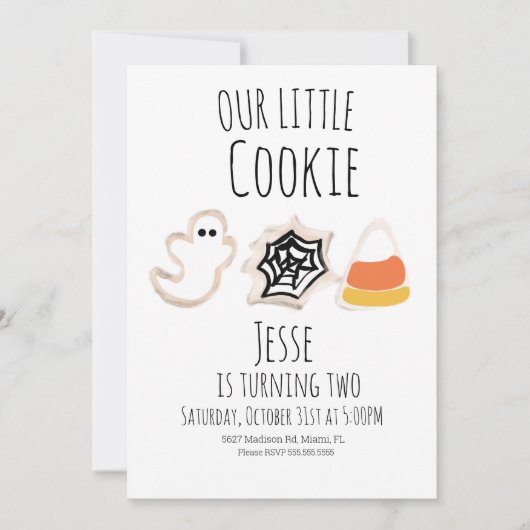 Modern Halloween Cookie Ghost Spider Birthday Kaart (Voorkant)