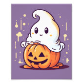 Modern Halloween Cute Ghost Foto Afdruk (Voorkant)