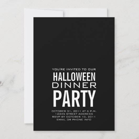 MODERN HALLOWEEN DINNER PARTIJ INVITATION BLACK KAART (Voorkant)
