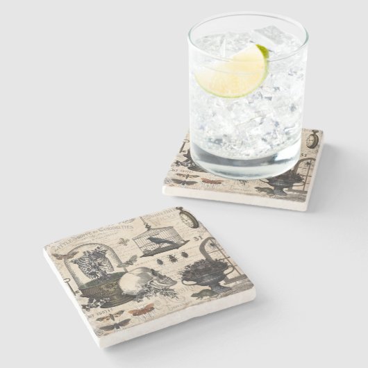 Modern  Halloween Garden Stenen Onderzetter (Zijkant)