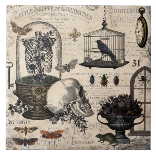 Modern  Halloween Garden Tegeltje (Voorkant)