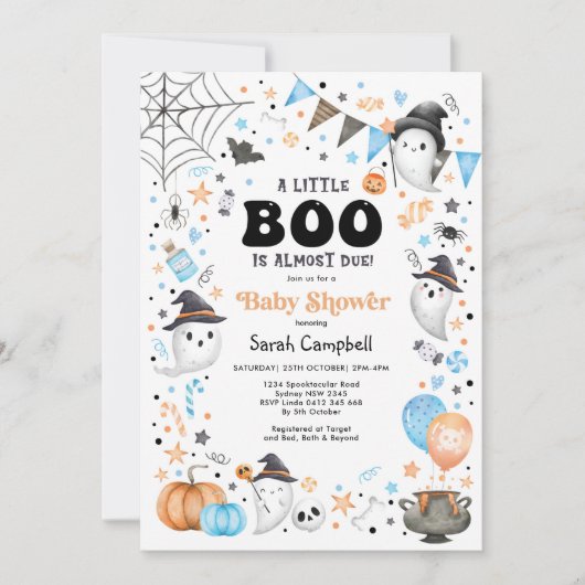 Modern Halloween Ghost Boy Baby shower Kaart (Voorkant)