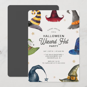 Modern Halloween Grey Wizard Pet Party Kaart