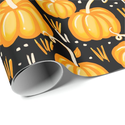 Modern Halloween herfst pompoen Patch patroon Cadeaupapier (Rol Hoek)