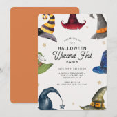 Modern Halloween Oranje Pet Wizard Kaart (Voorkant / Achterkant)