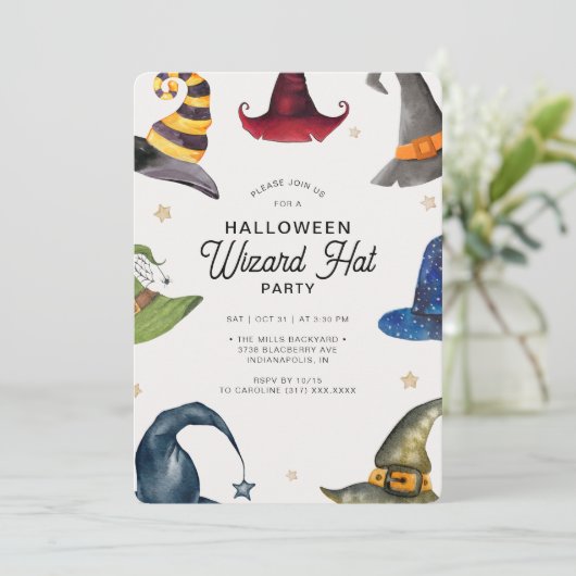 Modern Halloween Oranje Pet Wizard Kaart (Staand voorkant)