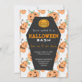 Modern Halloween oranje pompoenen feest Kaart (Voorkant)