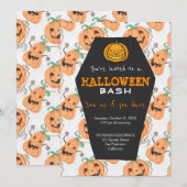 Modern Halloween oranje pompoenen feest Kaart (Voorkant / Achterkant)