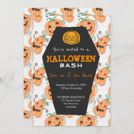 Modern Halloween oranje pompoenen feest Kaart