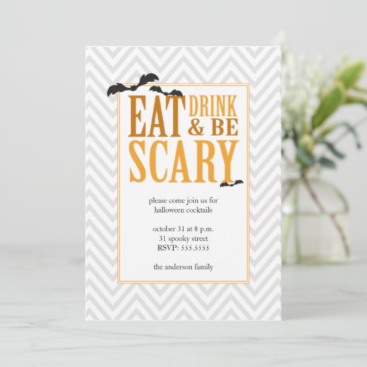 Modern Halloween Party Invitation Kaart (Staand voorkant)