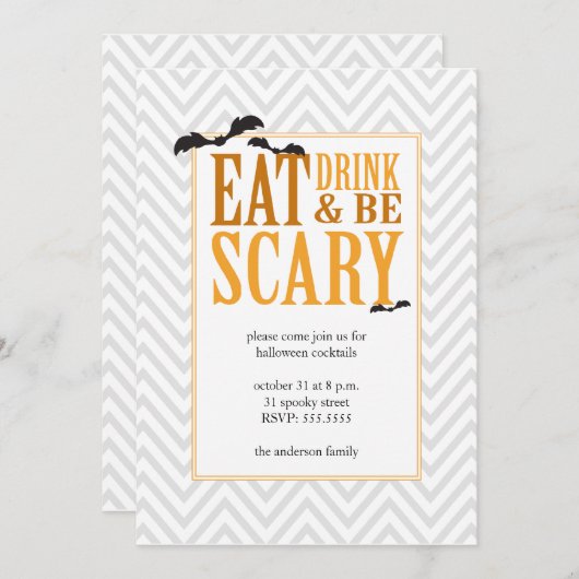Modern Halloween Party Invitation Kaart (Voorkant / Achterkant)