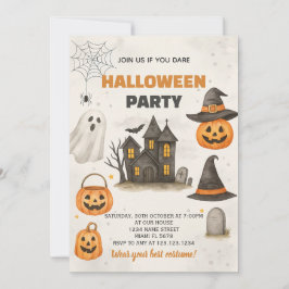 Modern Halloween Party Invitation Kaart