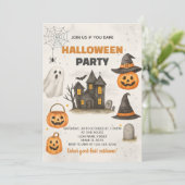 Modern Halloween Party Invitation Kaart (Staand voorkant)