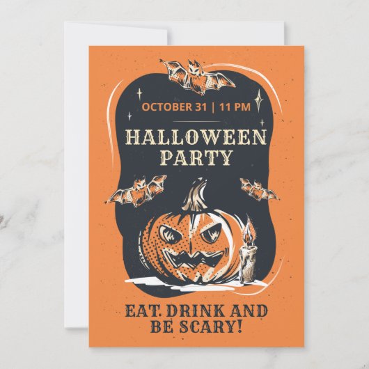 Modern Halloween Party Kaart (Voorkant)