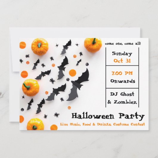 Modern Halloween Party Kaart (Voorkant)