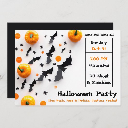 Modern Halloween Party Kaart (Voorkant / Achterkant)