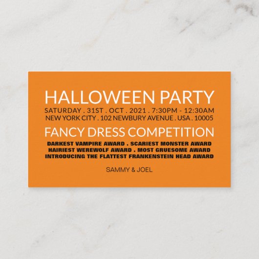 Modern Halloween Party Ticket Invitation Informatiekaartje (Achterkant)