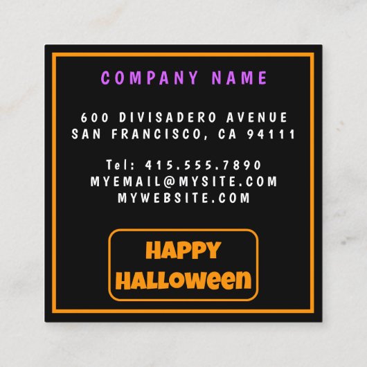 Modern Halloween pompoen herfst Collectie Vierkante Visitekaartje (Achterkant)