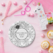 Modern Halloween servies zwart wit spinnenweb Papieren Bordje (Feest)