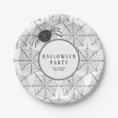 Modern Halloween servies zwart wit spinnenweb Papieren Bordje (Voorkant)