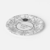 Modern Halloween servies zwart wit spinnenweb Papieren Bordje (Gekanteld)