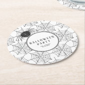 Modern Halloween servies zwart wit spinnenweb Ronde Kartonnen Onderzetter (Gebogen)