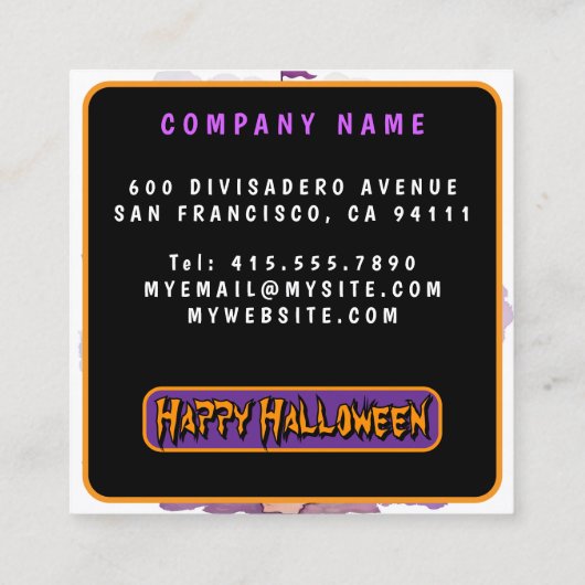 Modern Halloween Spooky Cute Collection Vierkante Visitekaartje (Achterkant)