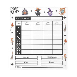 Modern Halloween Theme Bunco Score Pad Notitieblok