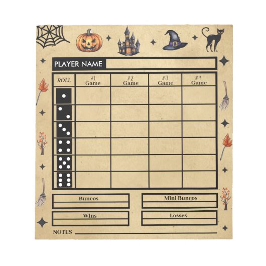 Modern  Halloween Theme Bunco Score Pad Notitieblok (Voorkant)