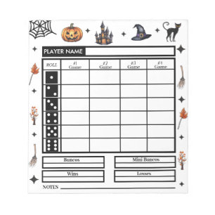 Modern Halloween Theme Bunco Score Pad Notitieblok