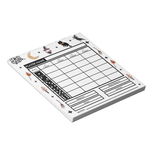 Modern Halloween Theme Bunco Score Pad Notitieblok (Schuin)