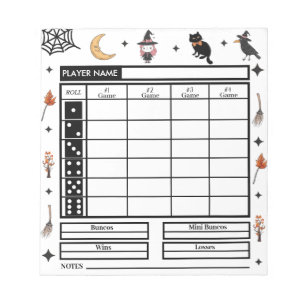 Modern Halloween Theme Bunco Score Pad Notitieblok