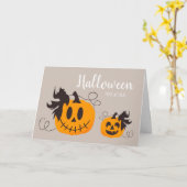 Modern Halloween Trick or treat Cute Pumpkins Kaart (Gele Bloem)