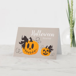Modern Halloween Trick or treat Cute Pumpkins Kaart