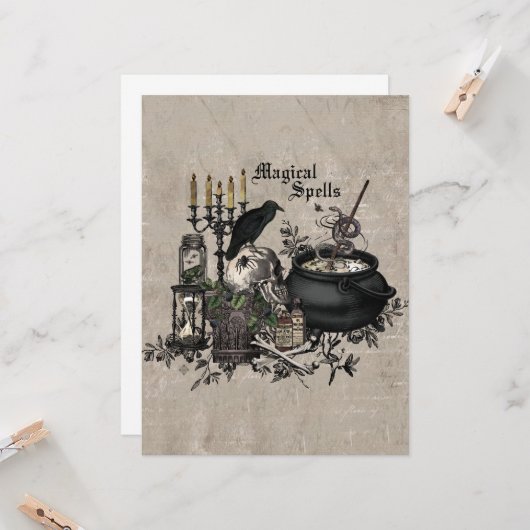 Modern  Halloween WITCHES BREW Kaart (Voorkant / Achterkant in situ)